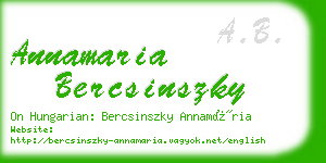 annamaria bercsinszky business card